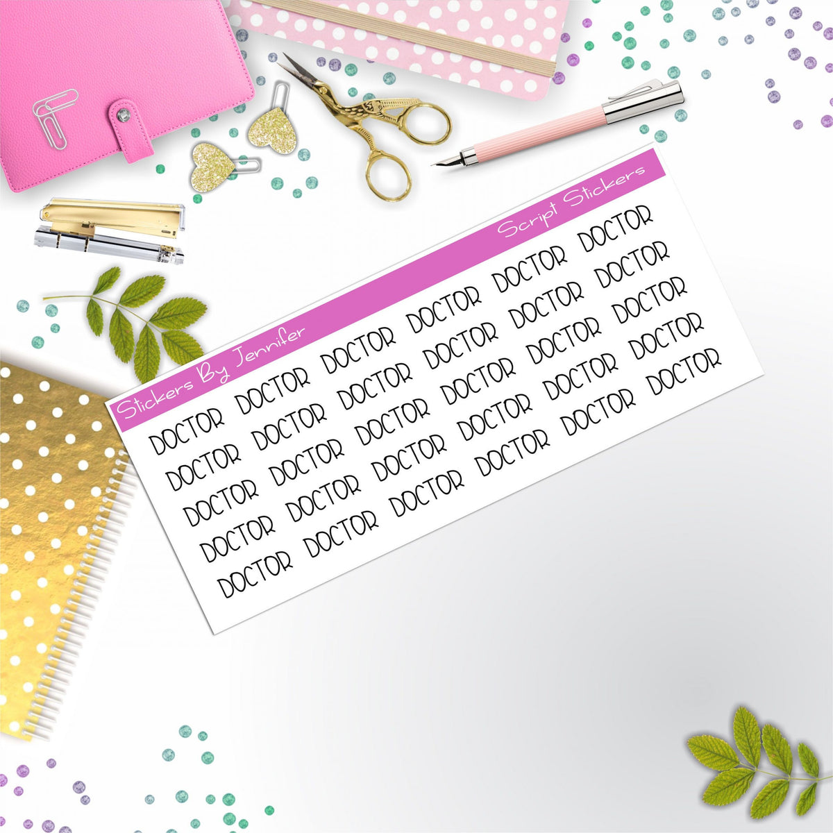 Doctor Script Stickers, Typography Stickers, Planner Stickers