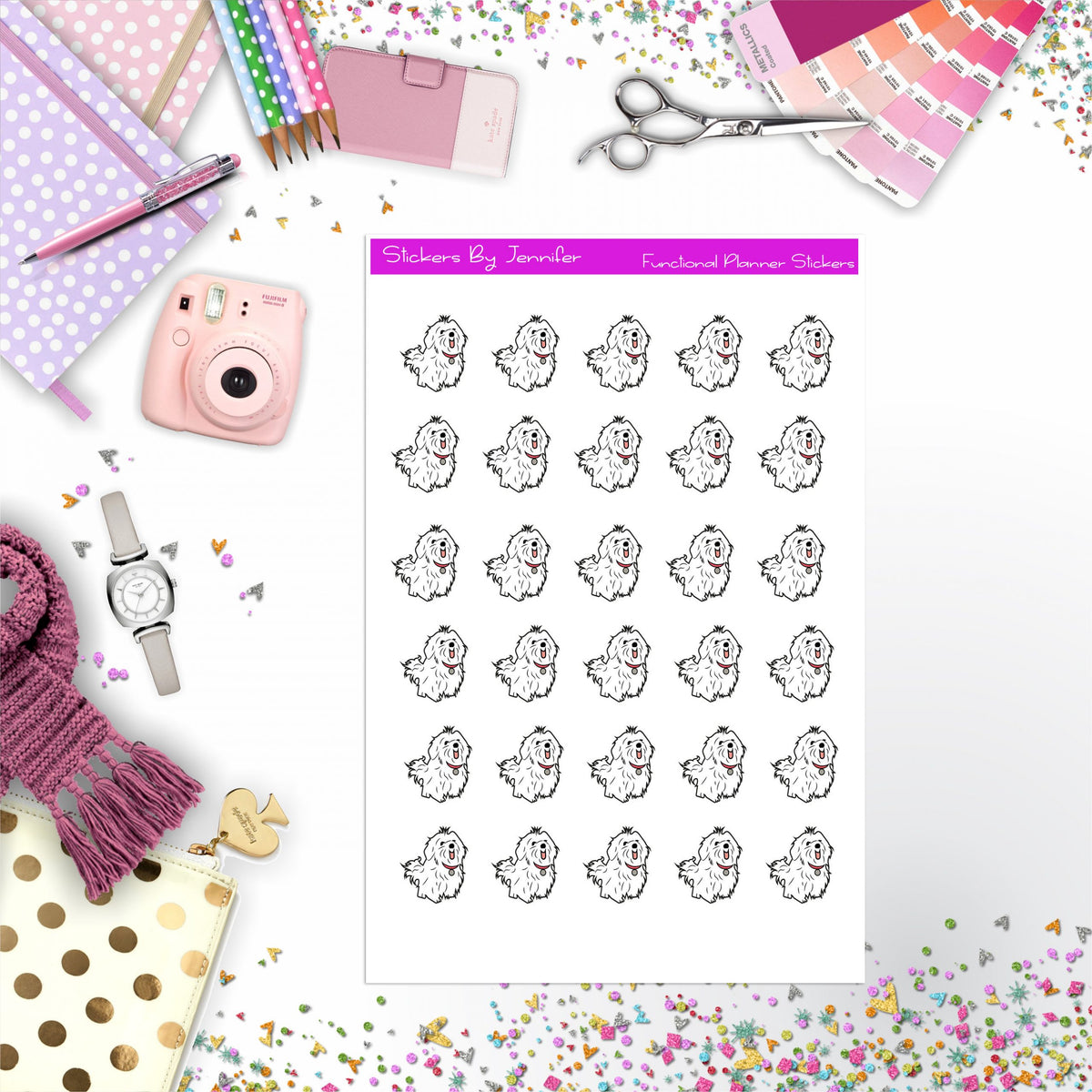 Dog Stickers, Planner Stickers, Journal Stickers, Functional Planner Stickers, Stationary Stickers