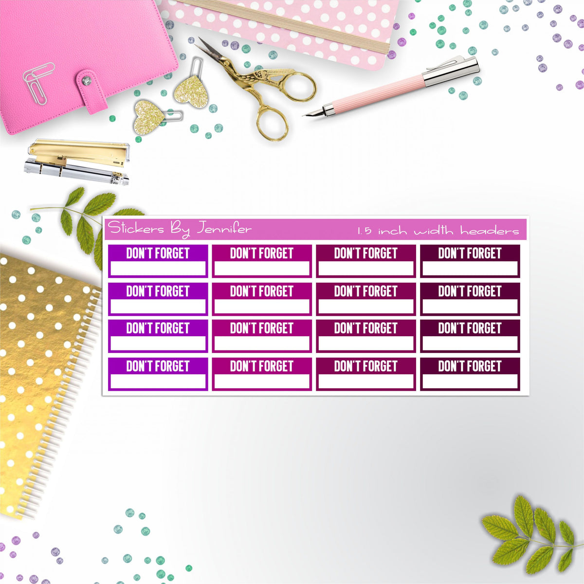 Don't Forget Quarter Boxes  Planner Stickers, Journal Stickers, Functional Planner Stickers, Stationary Stickers