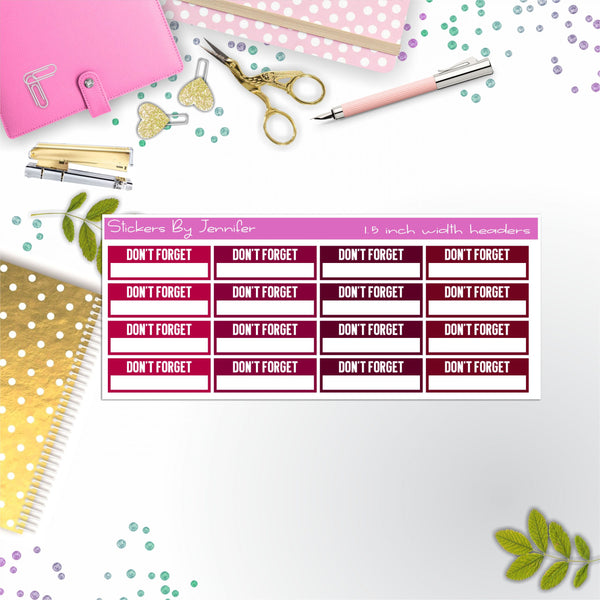 Don't Forget Quarter Boxes  Planner Stickers, Journal Stickers, Functional Planner Stickers, Stationary Stickers