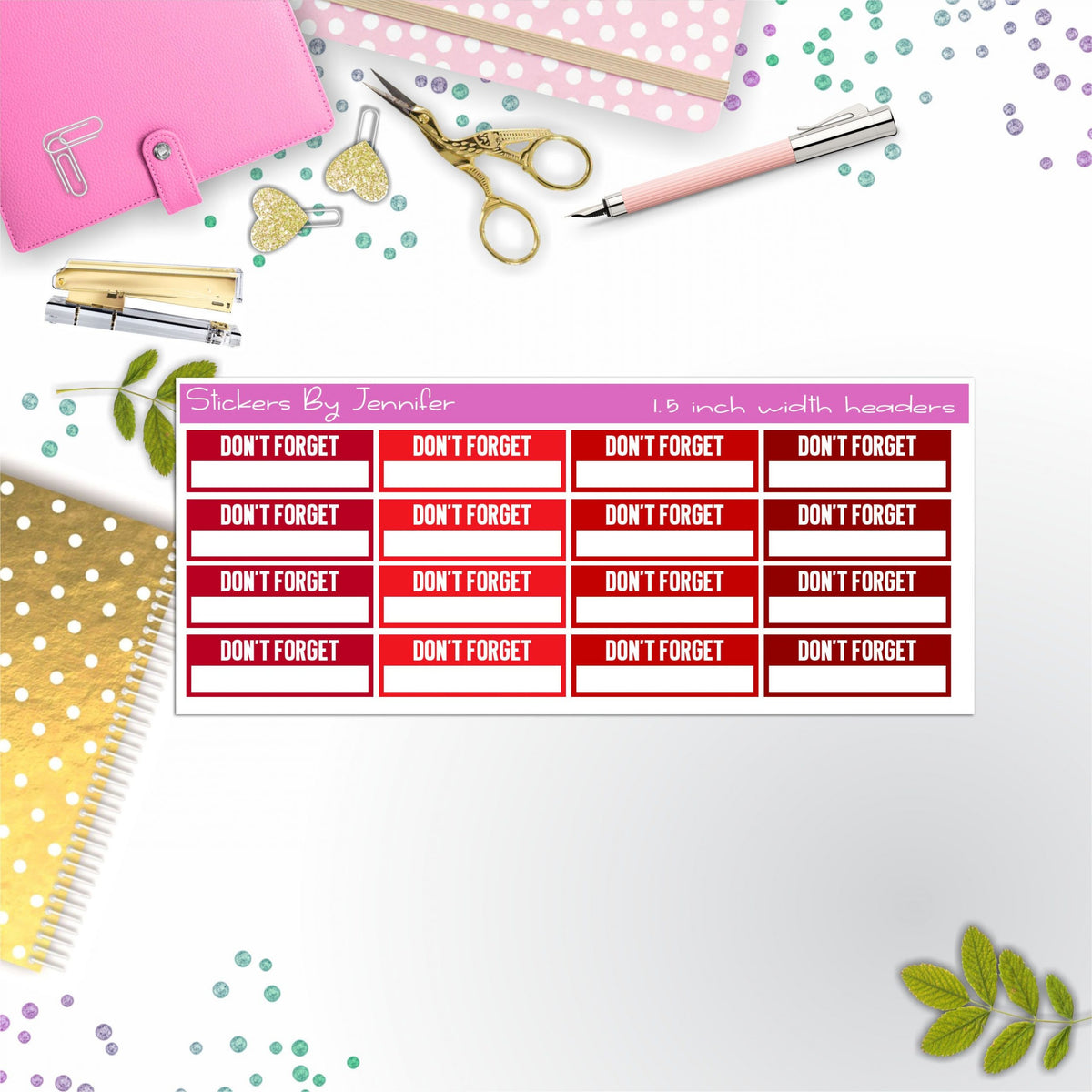 Don't Forget Quarter Boxes  Planner Stickers, Journal Stickers, Functional Planner Stickers, Stationary Stickers