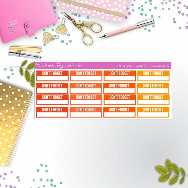 Don't Forget Quarter Boxes  Planner Stickers, Journal Stickers, Functional Planner Stickers, Stationary Stickers