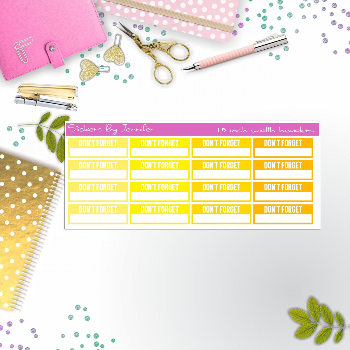 Don't Forget Quarter Boxes  Planner Stickers, Journal Stickers, Functional Planner Stickers, Stationary Stickers