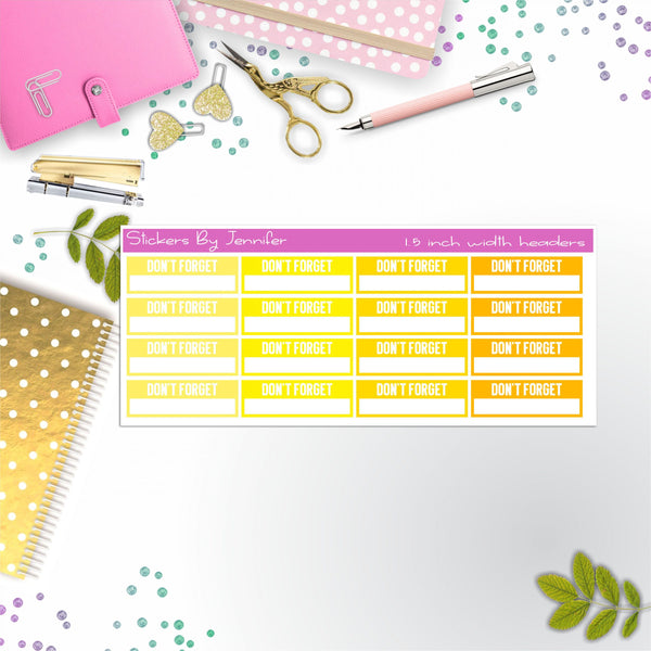 Don't Forget Quarter Boxes  Planner Stickers, Journal Stickers, Functional Planner Stickers, Stationary Stickers