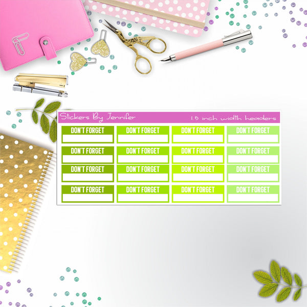 Don't Forget Quarter Boxes  Planner Stickers, Journal Stickers, Functional Planner Stickers, Stationary Stickers