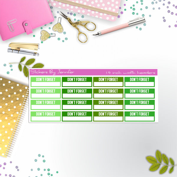 Don't Forget Quarter Boxes  Planner Stickers, Journal Stickers, Functional Planner Stickers, Stationary Stickers