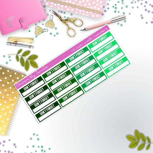 Don't Forget Quarter Boxes  Planner Stickers, Journal Stickers, Functional Planner Stickers, Stationary Stickers