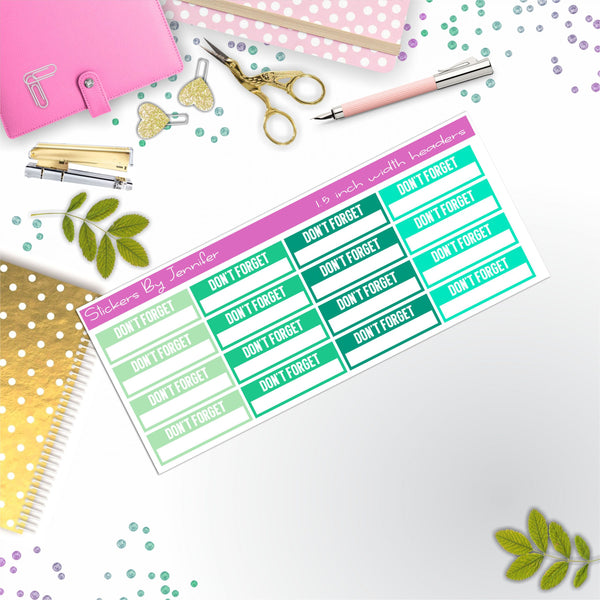 Don't Forget Quarter Boxes  Planner Stickers, Journal Stickers, Functional Planner Stickers, Stationary Stickers