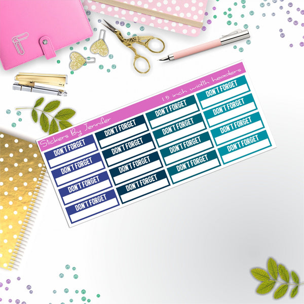 Don't Forget Quarter Boxes  Planner Stickers, Journal Stickers, Functional Planner Stickers, Stationary Stickers