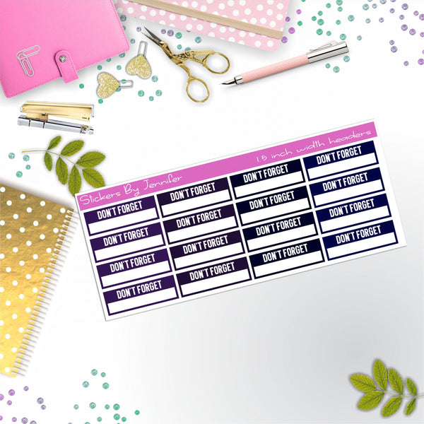 Don't Forget Quarter Boxes  Planner Stickers, Journal Stickers, Functional Planner Stickers, Stationary Stickers