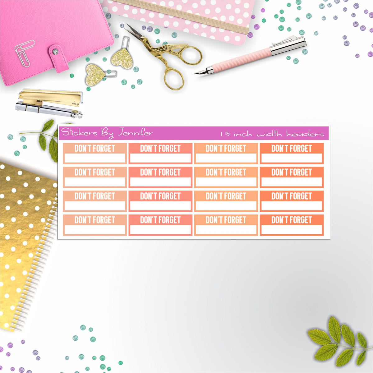Don't Forget Quarter Boxes  Planner Stickers, Journal Stickers, Functional Planner Stickers, Stationary Stickers
