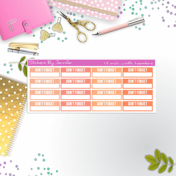 Don't Forget Quarter Boxes  Planner Stickers, Journal Stickers, Functional Planner Stickers, Stationary Stickers