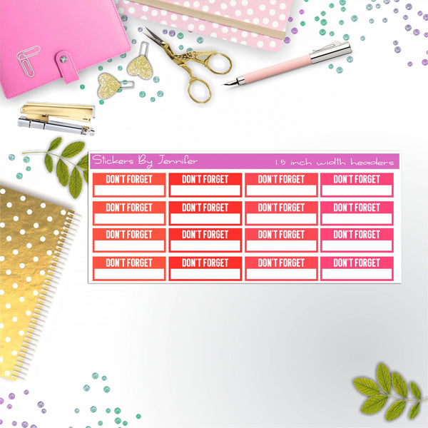 Don't Forget Quarter Boxes  Planner Stickers, Journal Stickers, Functional Planner Stickers, Stationary Stickers