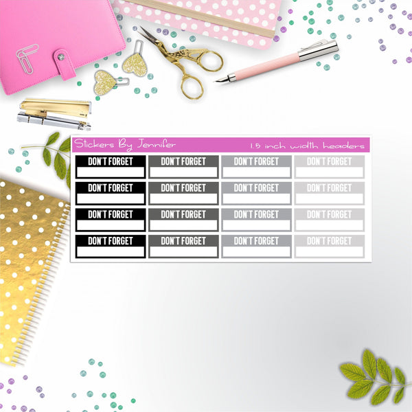 Don't Forget Quarter Boxes  Planner Stickers, Journal Stickers, Functional Planner Stickers, Stationary Stickers