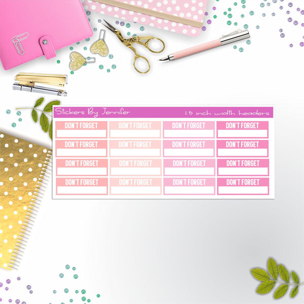 Don't Forget Quarter Boxes  Planner Stickers, Journal Stickers, Functional Planner Stickers, Stationary Stickers