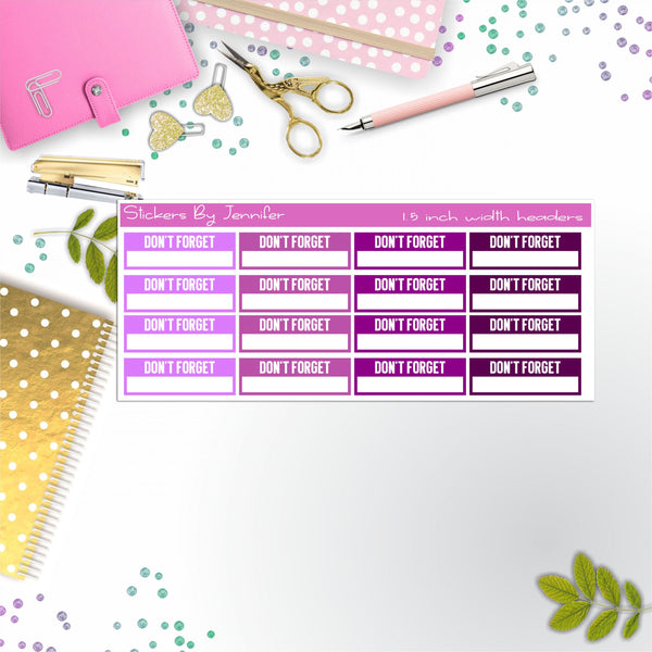 Don't Forget Quarter Boxes  Planner Stickers, Journal Stickers, Functional Planner Stickers, Stationary Stickers