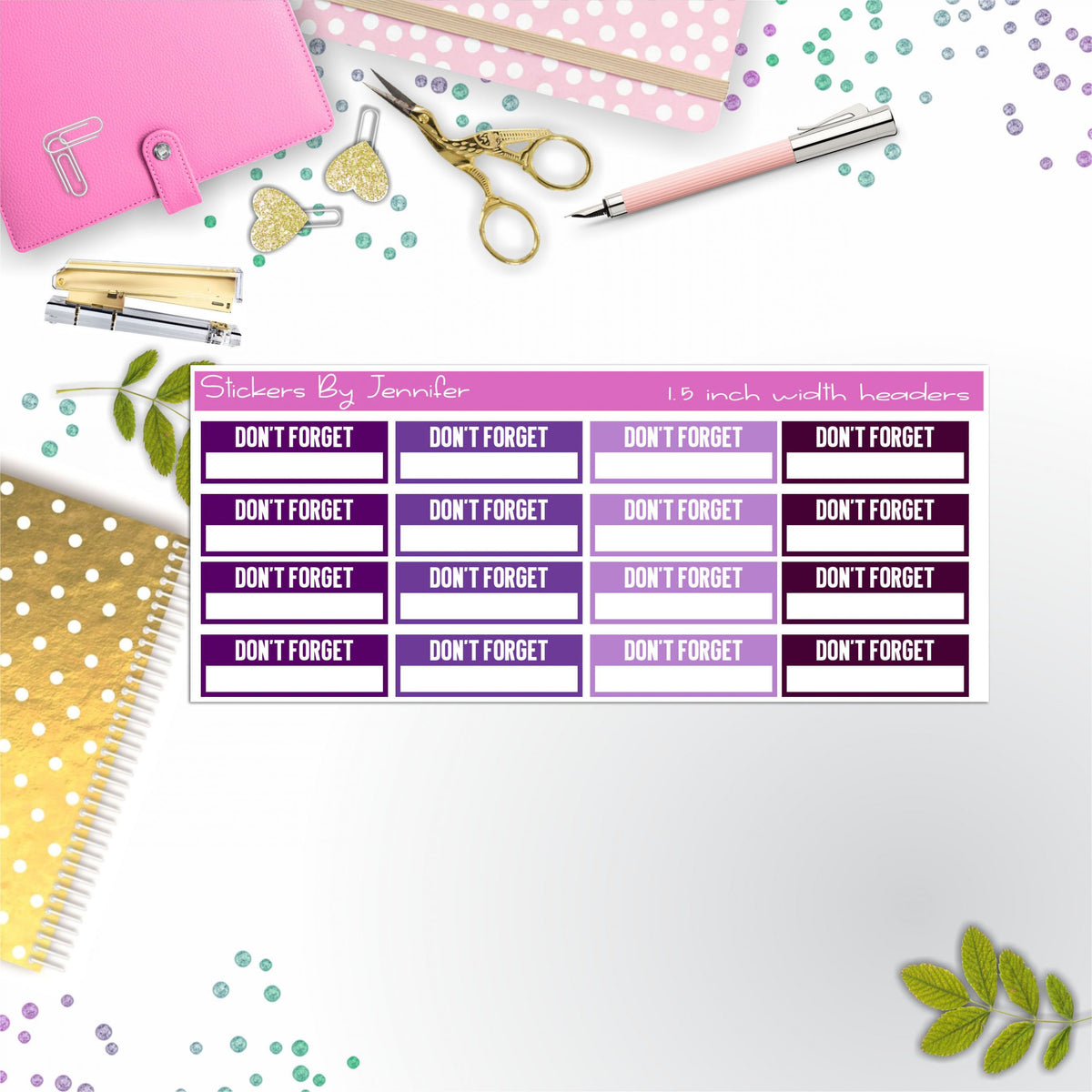 Don't Forget Quarter Boxes  Planner Stickers, Journal Stickers, Functional Planner Stickers, Stationary Stickers