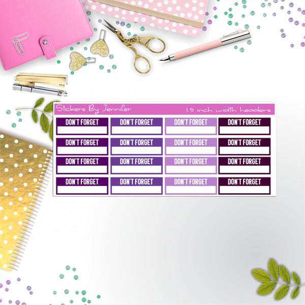 Don't Forget Quarter Boxes  Planner Stickers, Journal Stickers, Functional Planner Stickers, Stationary Stickers