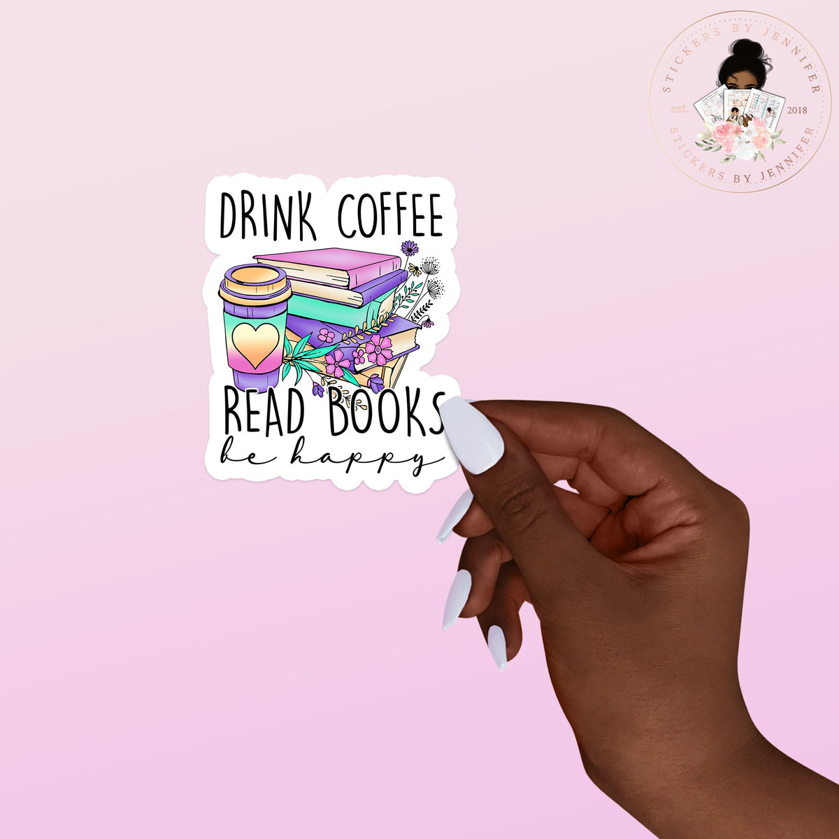Drink Coffee Drink Books Vinyl Sticker