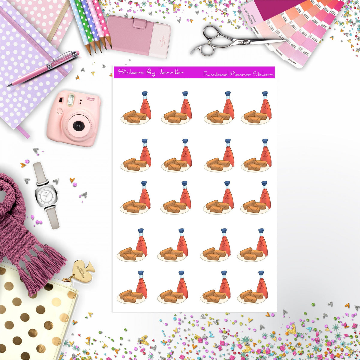 Egg Rolls Stickers, Planner Stickers, Journal Stickers, Functional Planner Stickers, Stationary Stickers