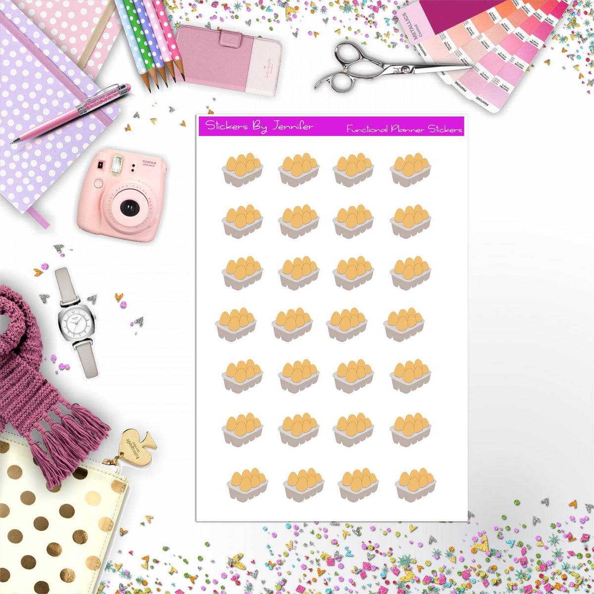 Eggs Stickers, Planner Stickers, Journal Stickers, Functional Planner Stickers, Stationary Stickers