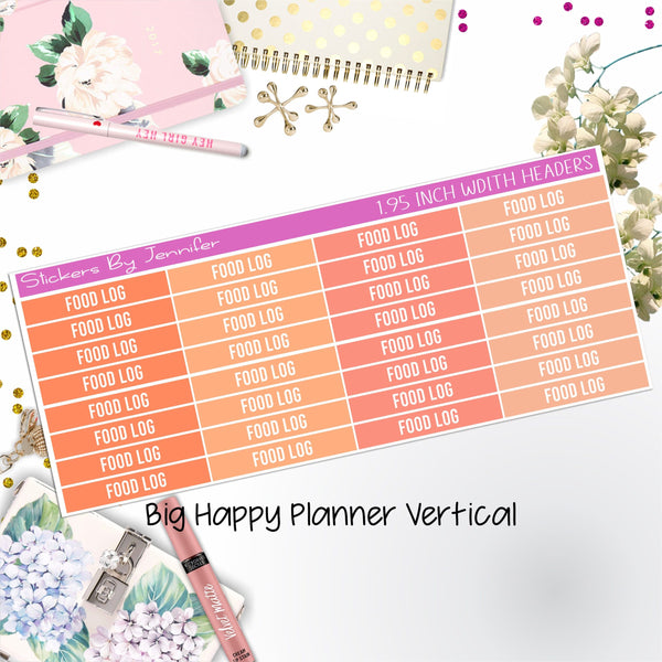 Food Log Headers 1.95 inch Width 774 for Big Happy Planner Vertical Planner Stickers