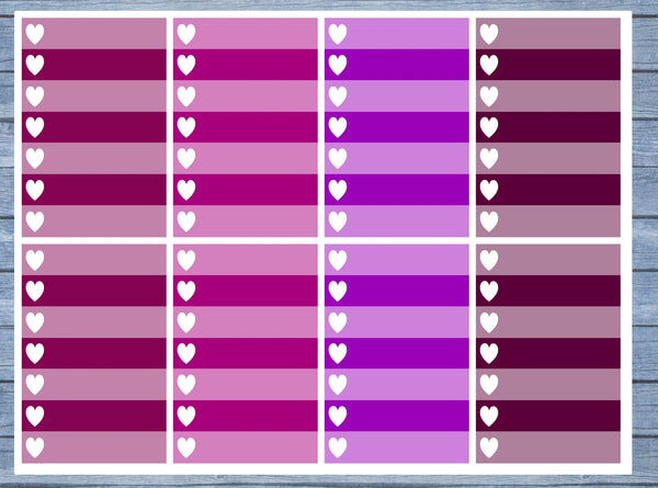 Full Box Planner Stickers, Ombre Full Box Planner Stickers, Planner Stickers, Ombre Heart Stickers, Personal Planner Stickers 016
