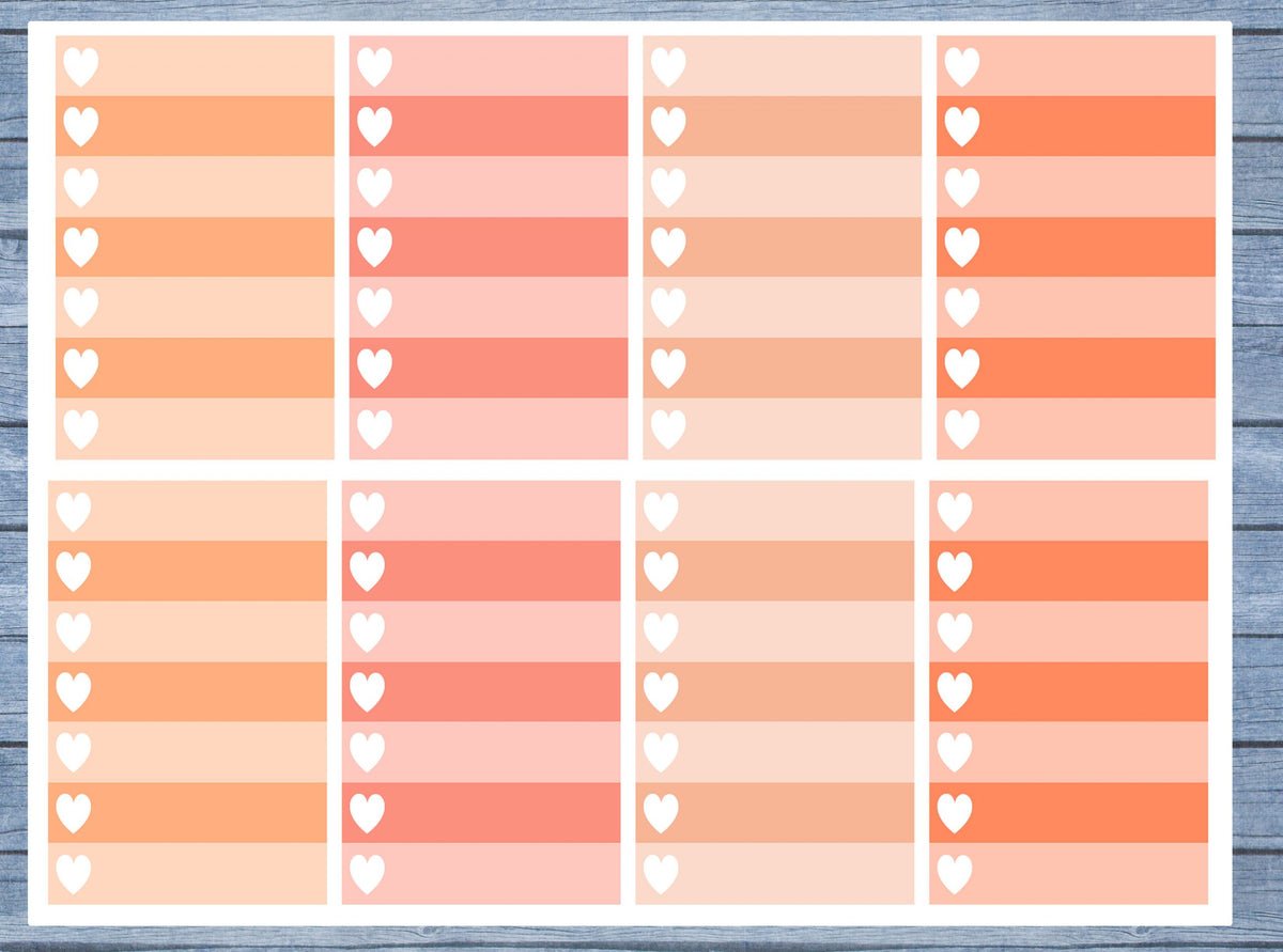 Full Box Planner Stickers, Ombre Full Box Planner Stickers, Planner Stickers, Ombre Heart Stickers, Personal Planner Stickers 023