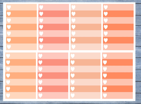 Full Box Planner Stickers, Ombre Full Box Planner Stickers, Planner Stickers, Ombre Heart Stickers, Personal Planner Stickers 023