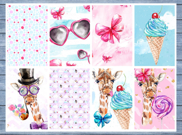 Giraffe Ice Cream Full Box Planner Stickers, Big Happy Planner, Erin Condren, Classic Happy Planner
