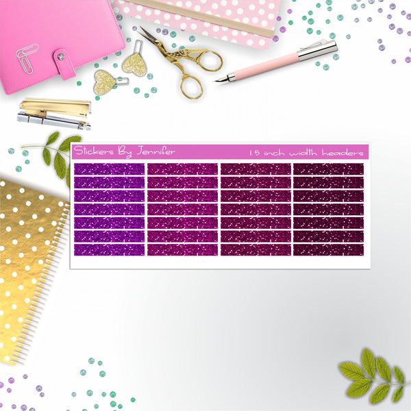 Glitter (Faux) Planner Headers, Planner Stickers, Journal Stickers, Functional Planner Stickers, Stationary Stickers