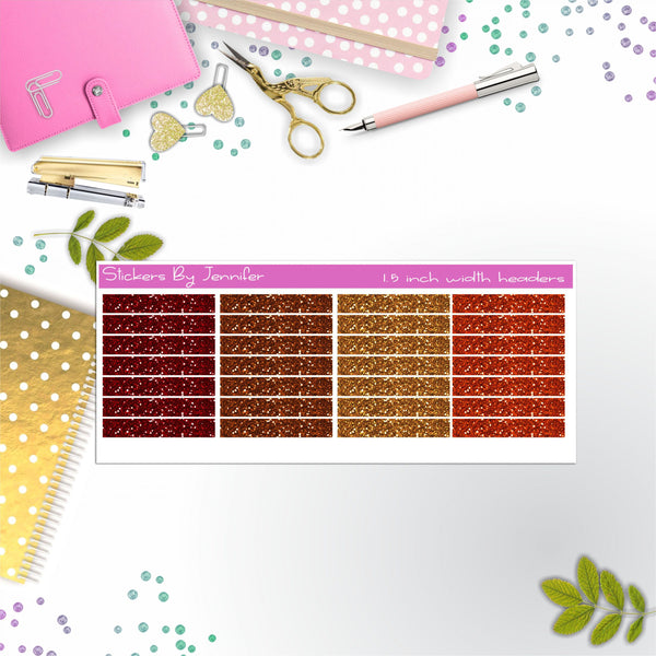 Glitter (Faux) Planner Headers, Planner Stickers, Journal Stickers, Functional Planner Stickers, Stationary Stickers