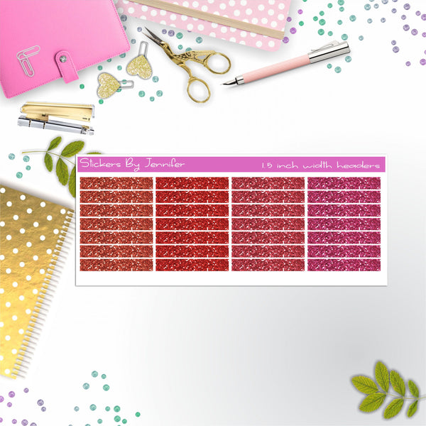 Glitter (Faux) Planner Headers, Planner Stickers, Journal Stickers, Functional Planner Stickers, Stationary Stickers