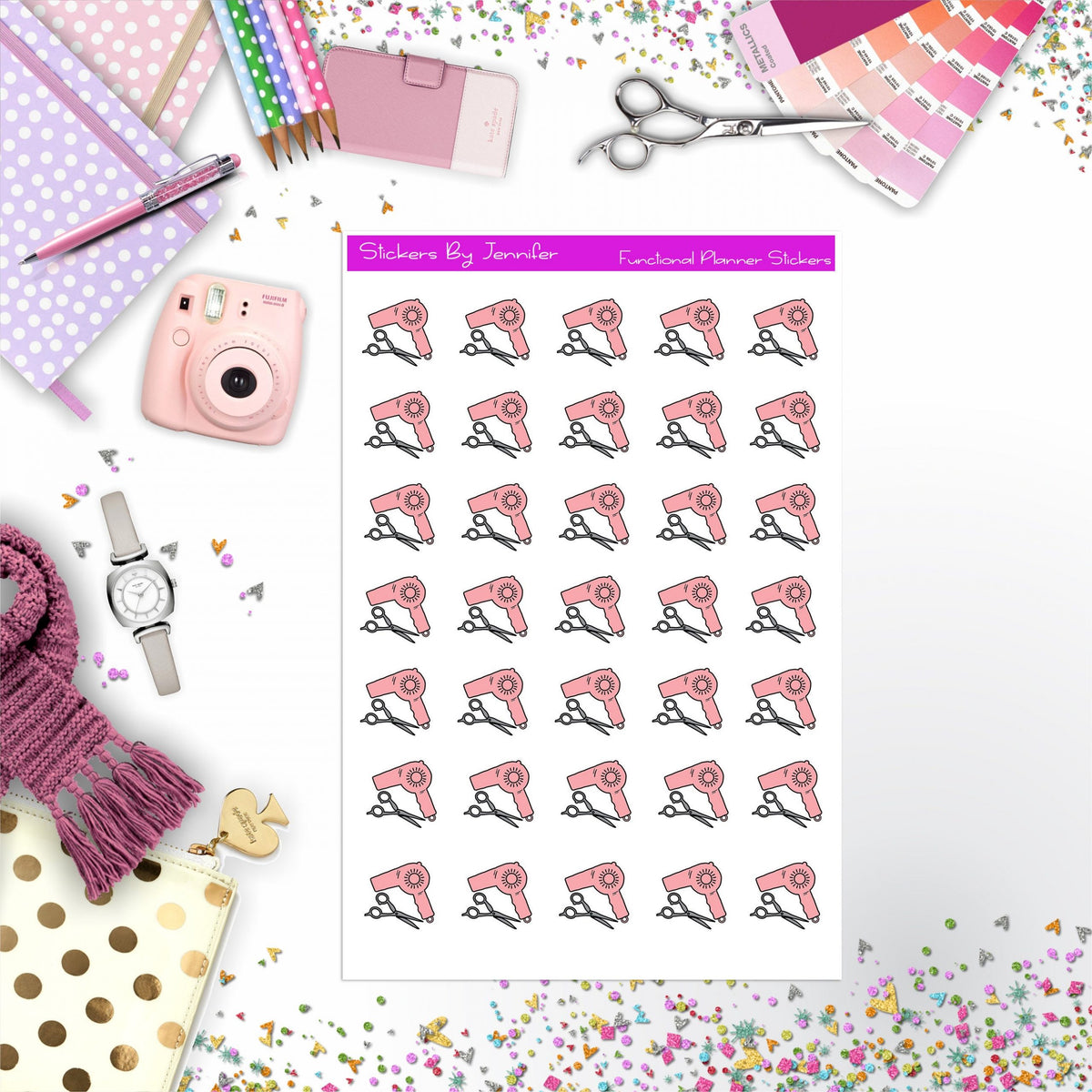 Hair Salon Stickers, Planner Stickers, Journal Stickers, Functional Planner Stickers, Stationary Stickers