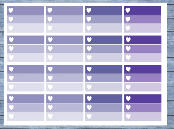Half Box Planner Stickers, Ombre Full Box Planner Stickers, Planner Stickers, Ombre Heart Stickers, Personal Planner Stickers 001