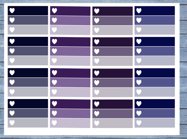 Half Box Planner Stickers, Ombre Full Box Planner Stickers, Planner Stickers, Ombre Heart Stickers, Personal Planner Stickers 002