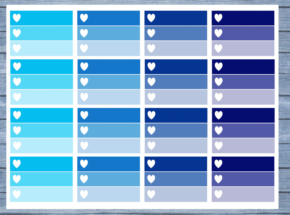 Half Box Planner Stickers, Ombre Full Box Planner Stickers, Planner Stickers, Ombre Heart Stickers, Personal Planner Stickers 003