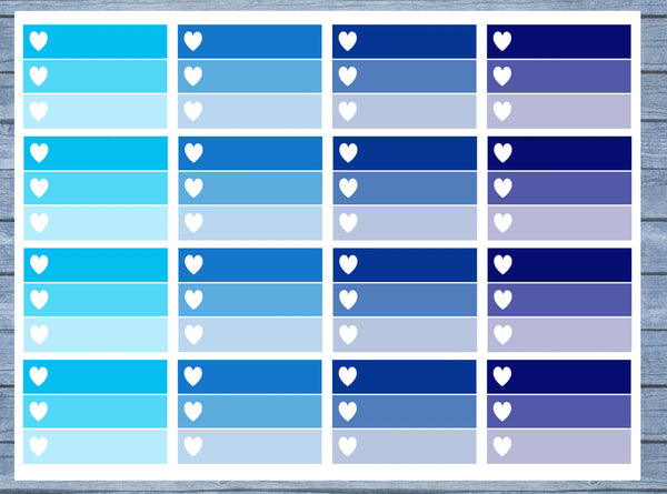 Half Box Planner Stickers, Ombre Full Box Planner Stickers, Planner Stickers, Ombre Heart Stickers, Personal Planner Stickers 003