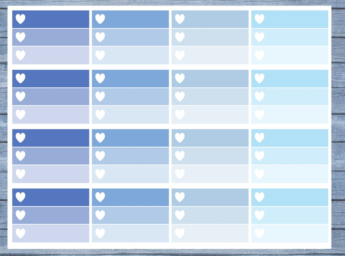 Half Box Planner Stickers, Ombre Full Box Planner Stickers, Planner Stickers, Ombre Heart Stickers, Personal Planner Stickers 004