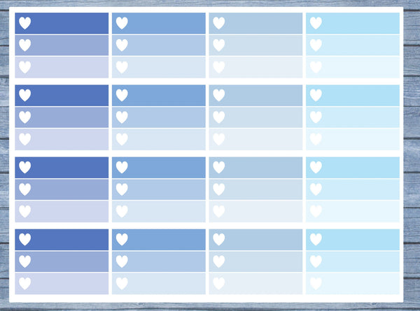 Half Box Planner Stickers, Ombre Full Box Planner Stickers, Planner Stickers, Ombre Heart Stickers, Personal Planner Stickers 004