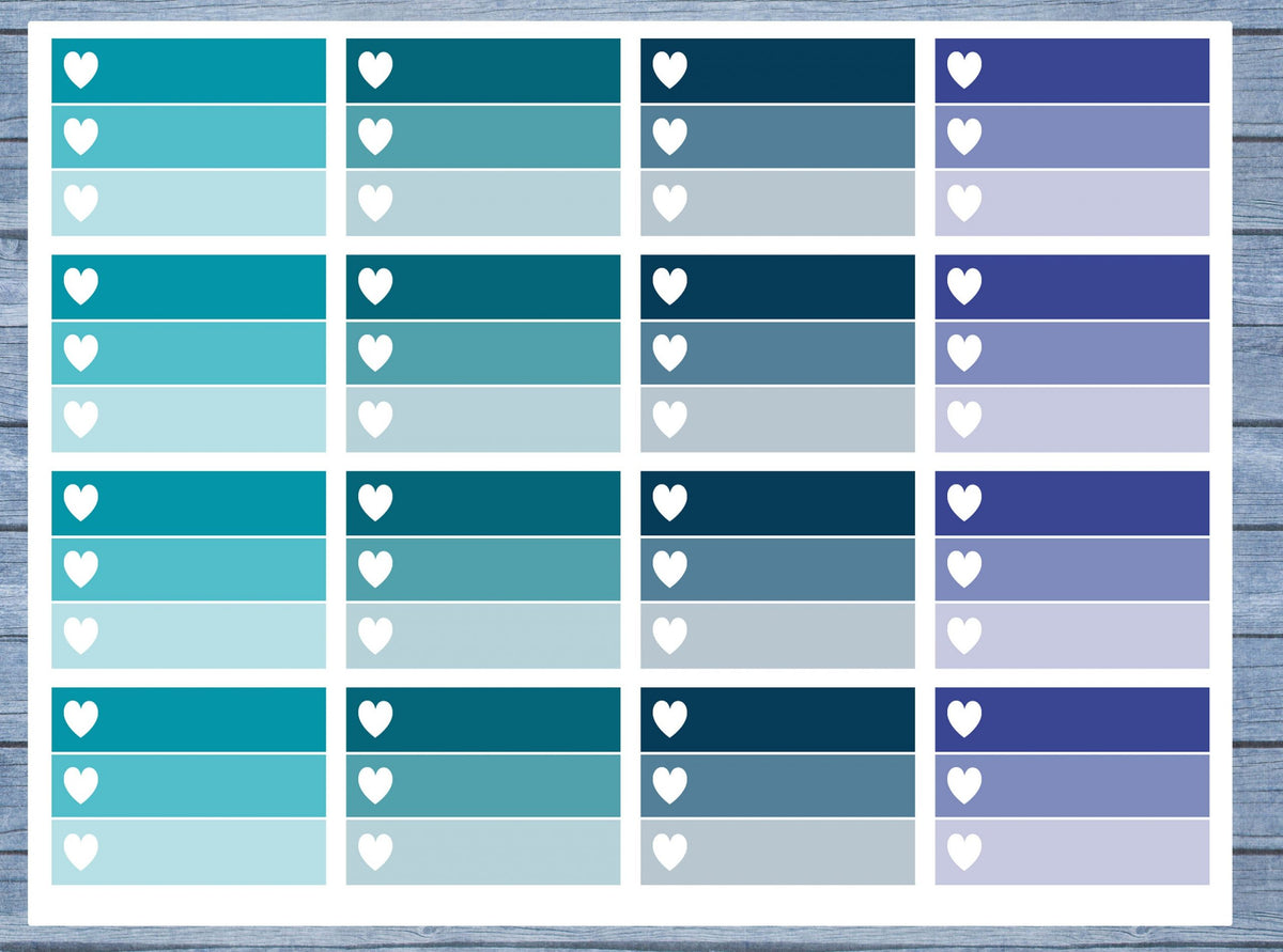 Half Box Planner Stickers, Ombre Half Box Planner Stickers, Planner Stickers, Ombre Heart Stickers, Personal Planner Stickers 005