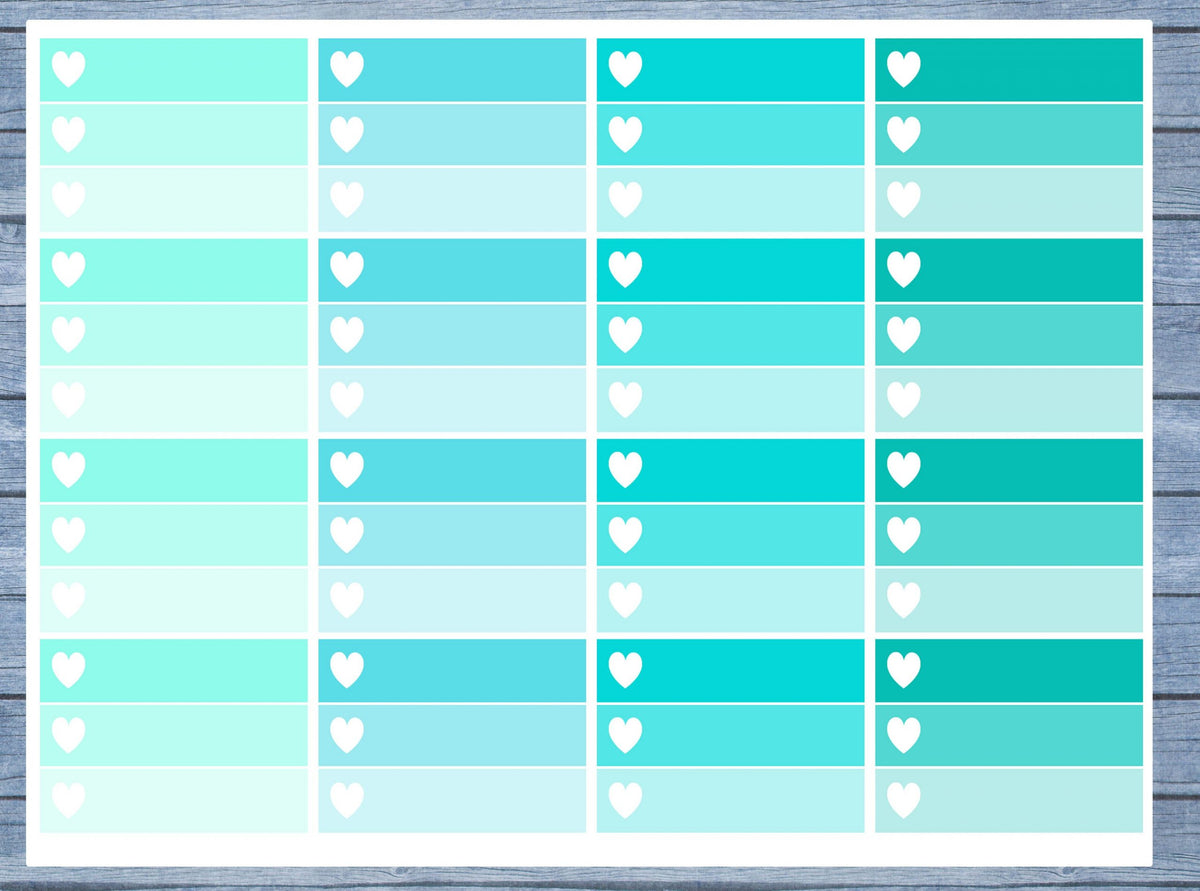 Half Box Planner Stickers, Ombre Half Box Planner Stickers, Planner Stickers, Ombre Heart Stickers, Personal Planner Stickers 006