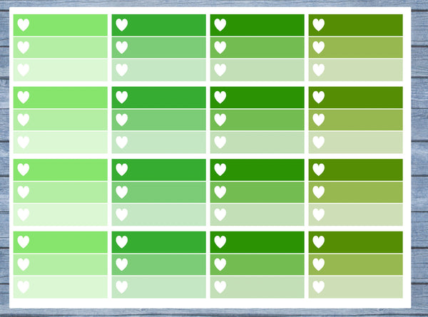 Half Box Planner Stickers, Ombre Half Box Planner Stickers, Planner Stickers, Ombre Heart Stickers, Personal Planner Stickers 009