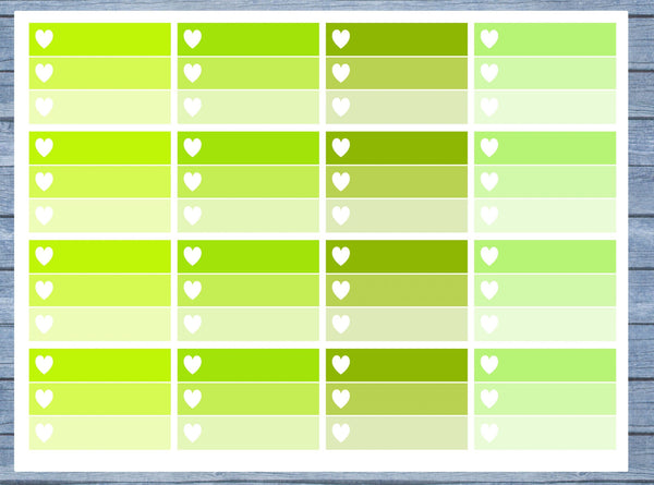 Half Box Planner Stickers, Ombre Half Box Planner Stickers, Planner Stickers, Ombre Heart Stickers, Personal Planner Stickers 010