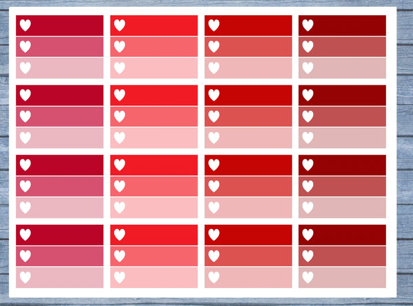 Half Box Planner Stickers, Ombre Half Box Planner Stickers, Planner Stickers, Ombre Heart Stickers, Personal Planner Stickers 016