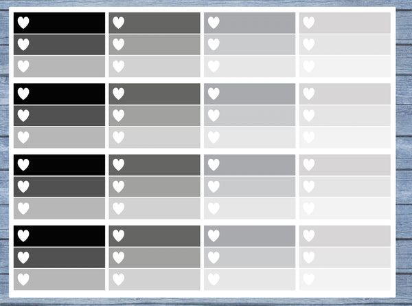 Half Box Planner Stickers, Ombre Half Box Planner Stickers, Planner Stickers, Ombre Heart Stickers, Personal Planner Stickers 026