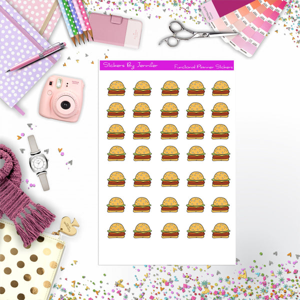Hamburger Stickers, Planner Stickers, Journal Stickers, Functional Planner Stickers, Stationary Stickers