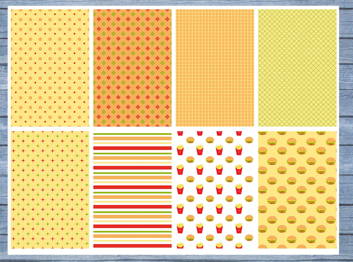 Hamburgers And Fries Full Box Planner Stickers, Big Happy Planner, Erin Condren, Classic Happy Planner