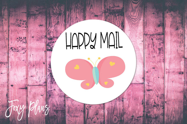 Happy Mail, Small Business Stickers, Circle Stickers, Stationary Stickers, Functional Planner Stickers, Envelope Stickers