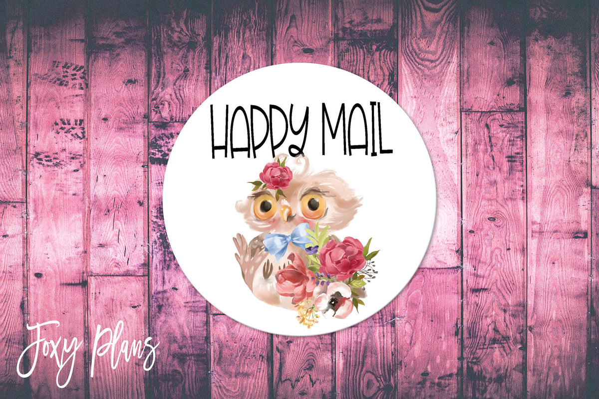 Happy Mail, Small Business Stickers, Circle Stickers, Stationary Stickers, Functional Planner Stickers, Envelope Stickers